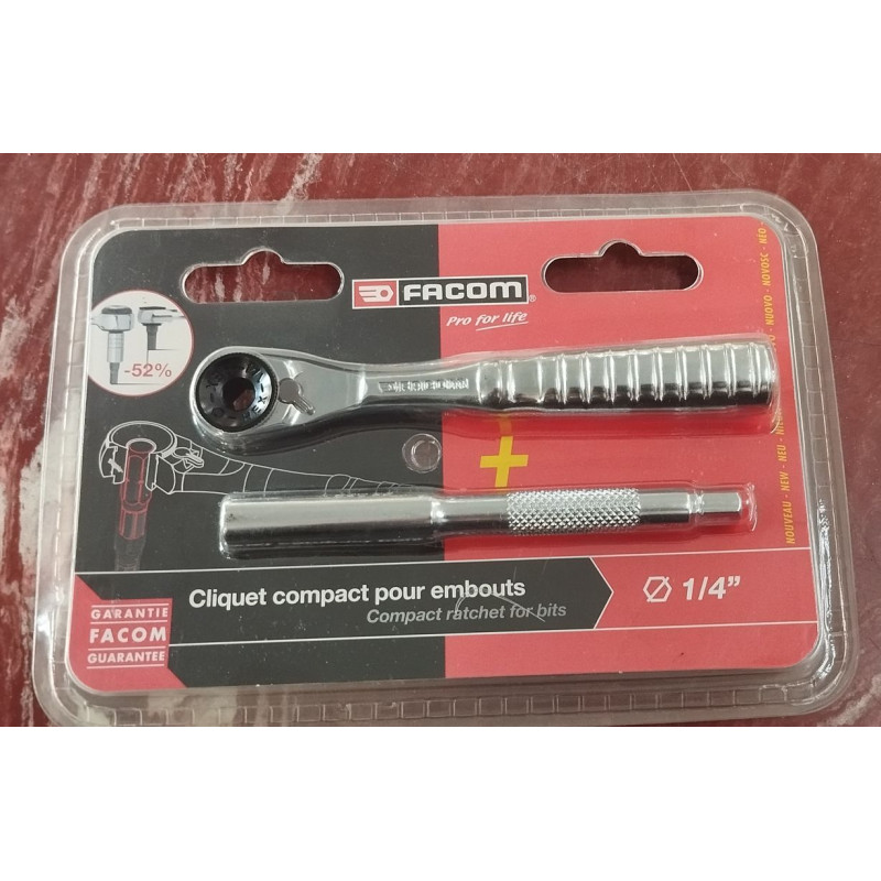 Cliquet compact pour embouts 1/4'